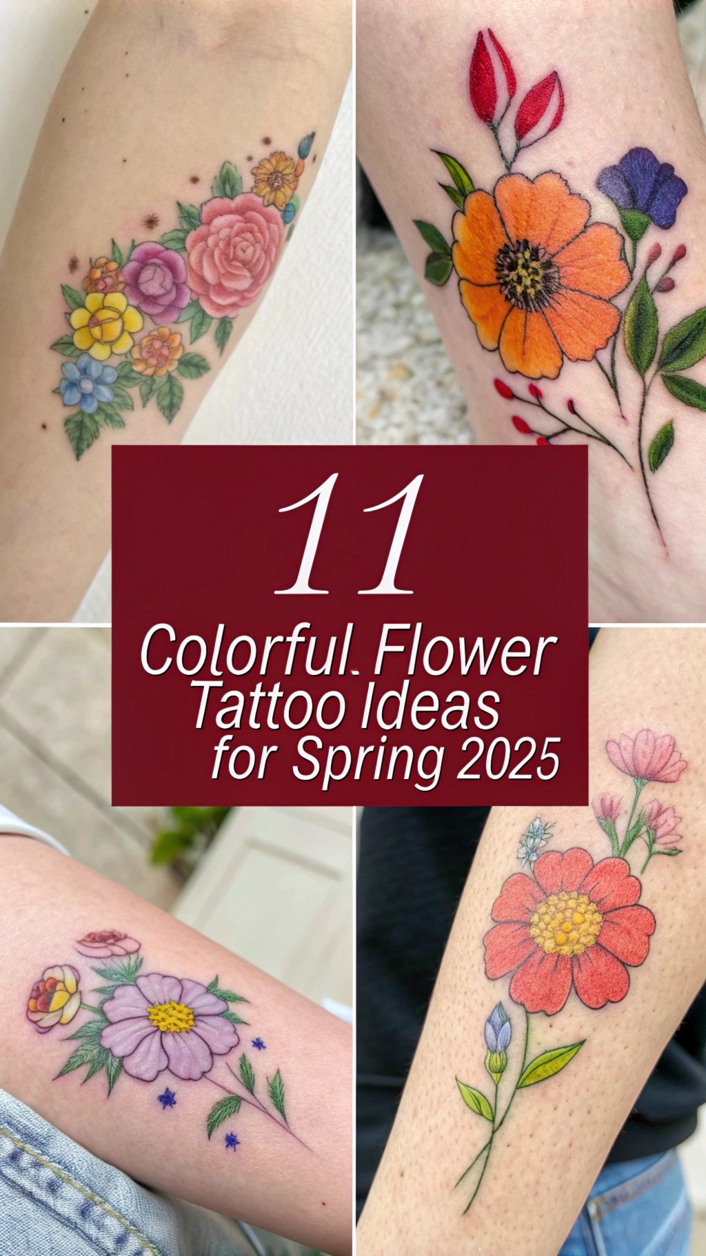 Read more about the article 11 Colorful Flower Tattoo Ideas for Spring 2025